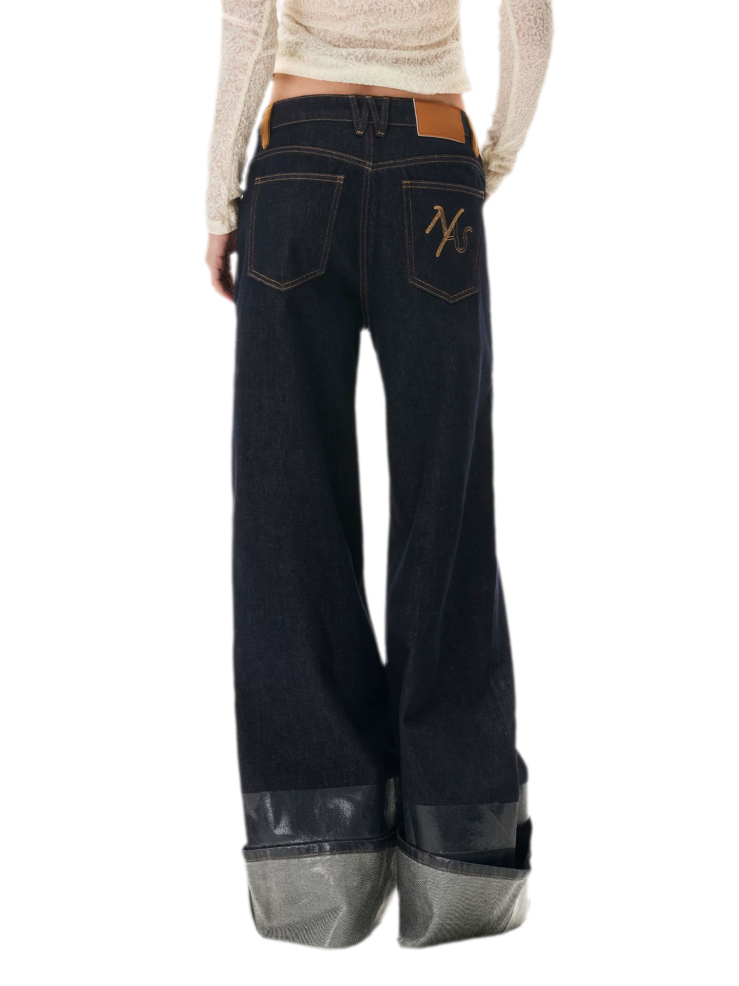 Coated Wide-Leg Denim Jeans