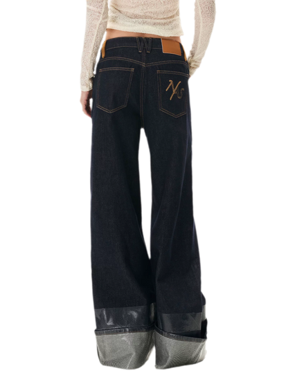 Coated Wide-Leg Denim Jeans