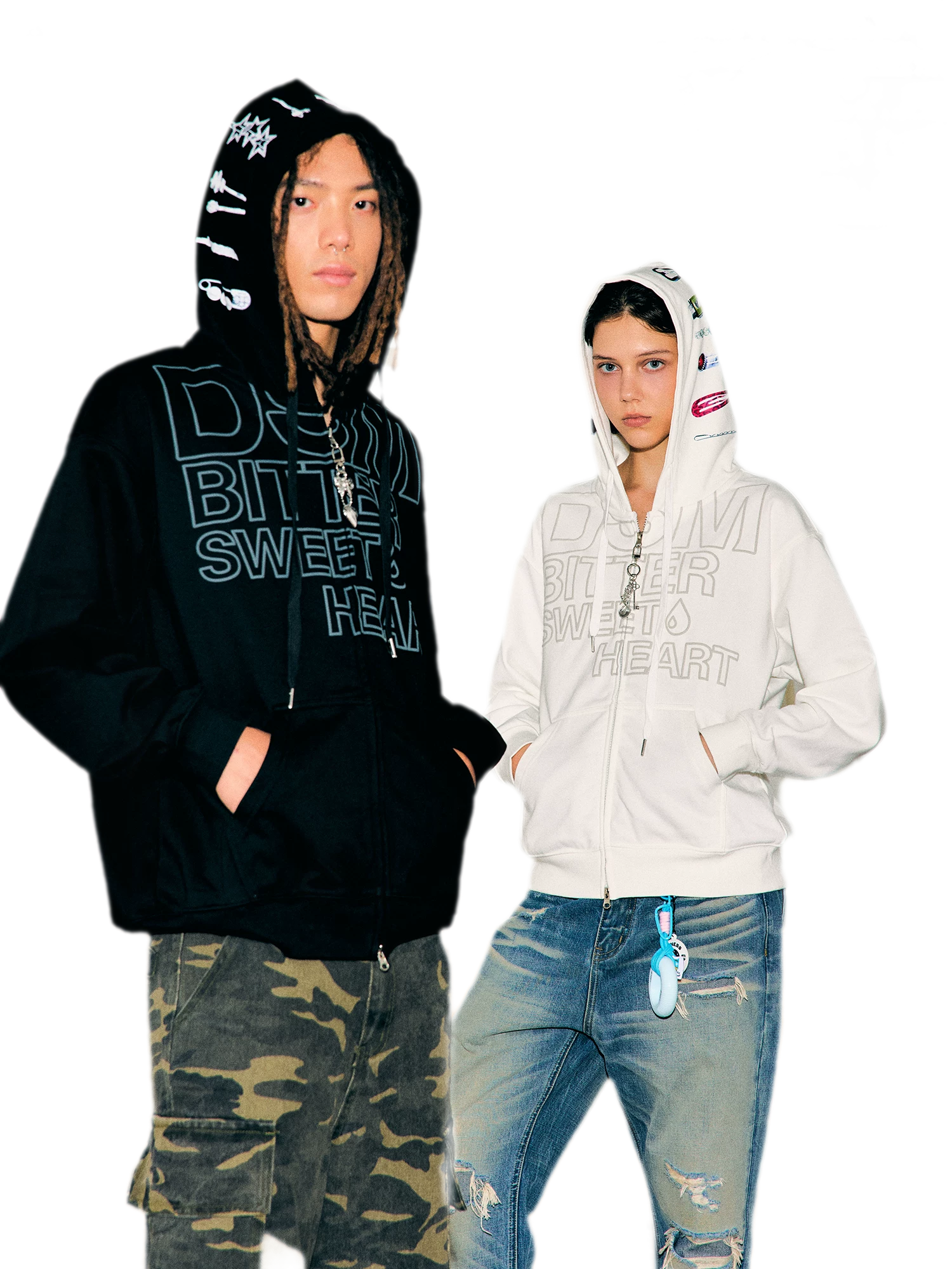 Raised Logo Zip Hoodie