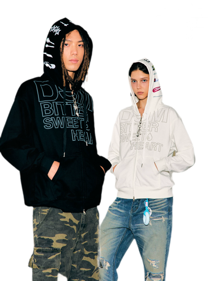 Raised Logo Zip Hoodie