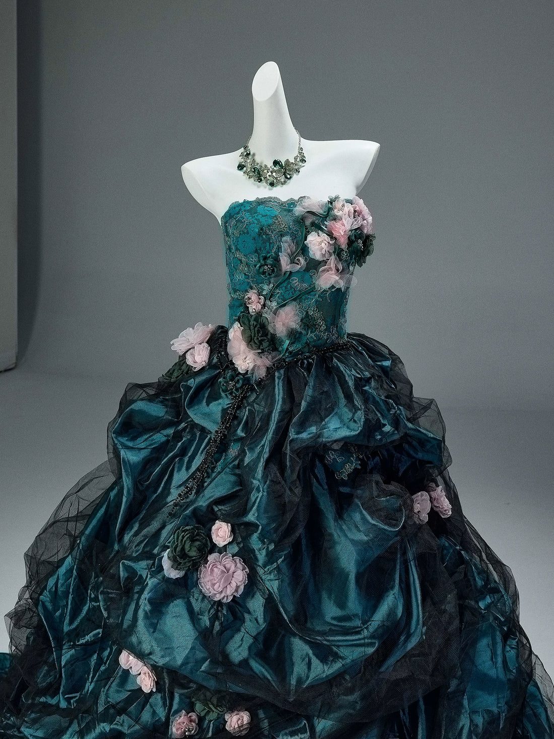 Embroidered Floral Ball Gown