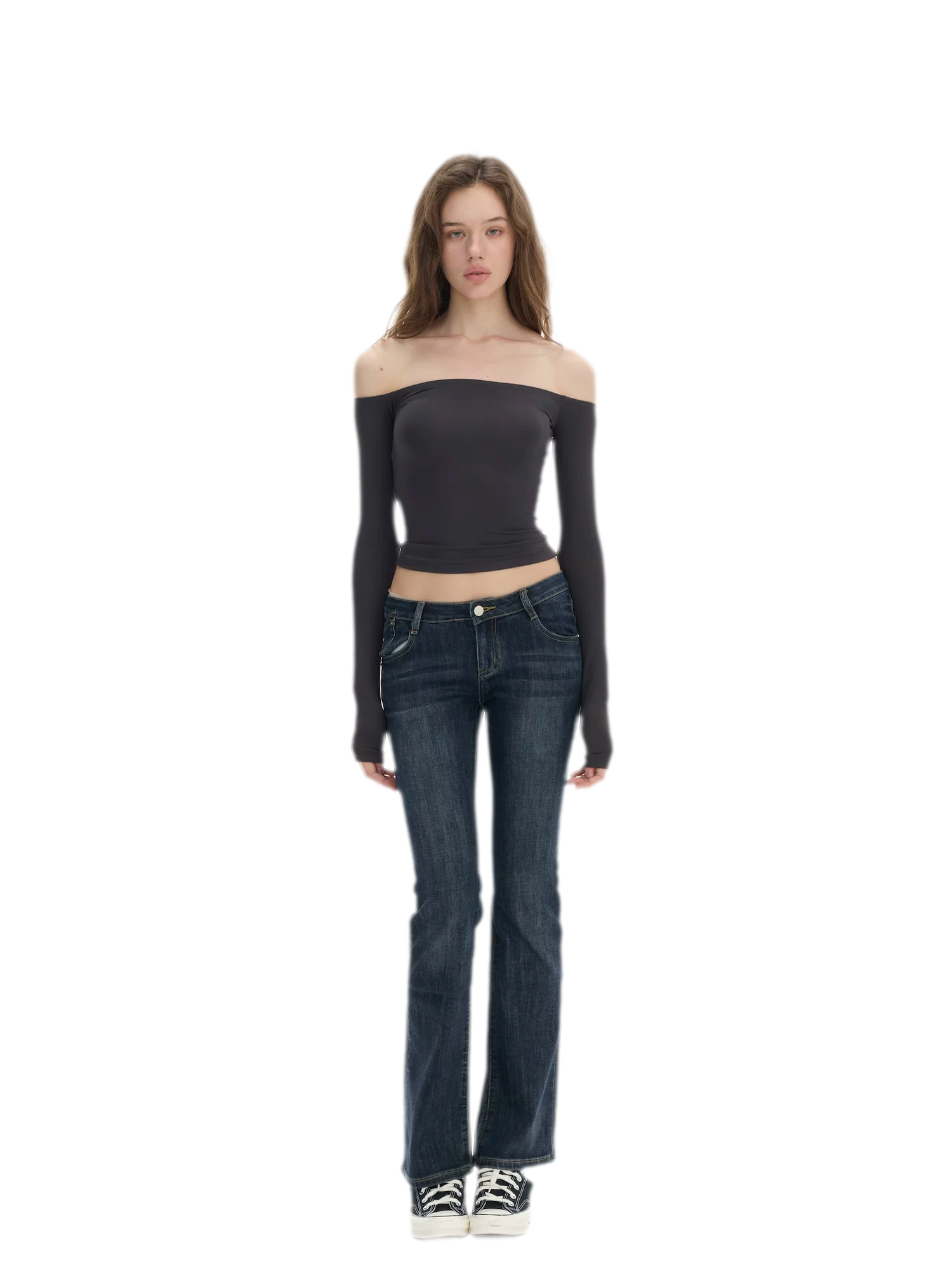 Stretch Low-Rise Flared Jeans