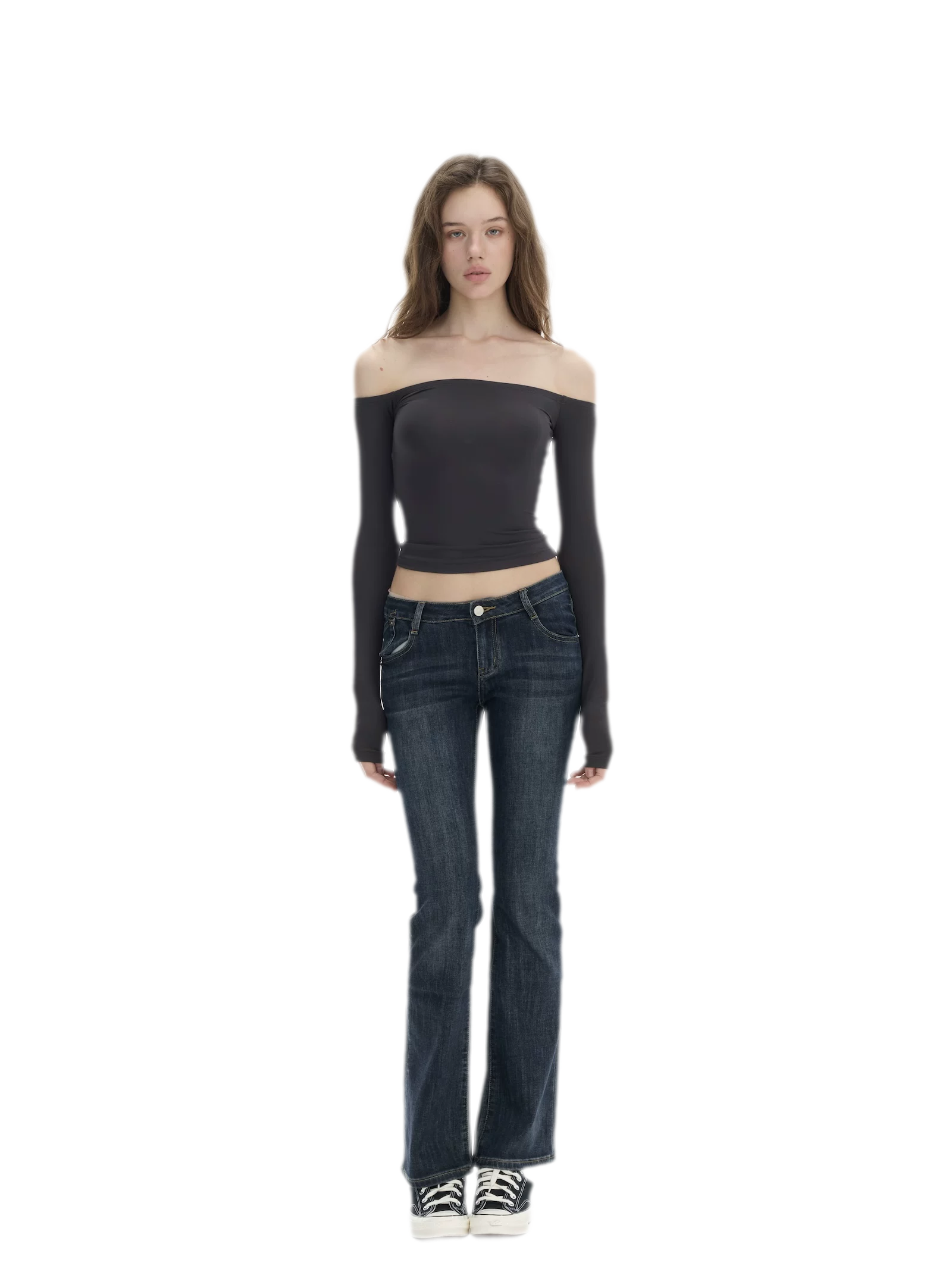 Stretch Low-Rise Flared Jeans
