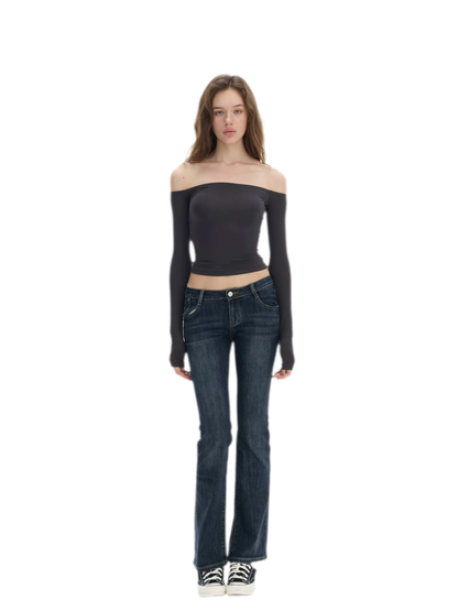 Stretch Low-Rise Flared Jeans