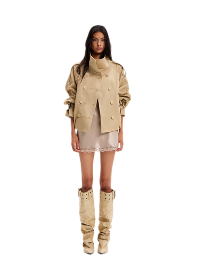 Double-Breasted Short Trench Coat