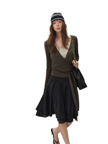 Wrap Tie Knit Top