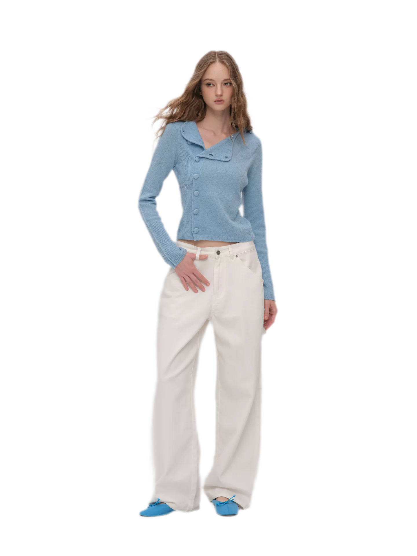 Enzyme-Washed Wide-Leg Utility Jeans