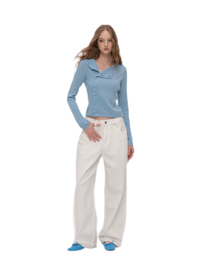 Enzyme-Washed Wide-Leg Utility Jeans