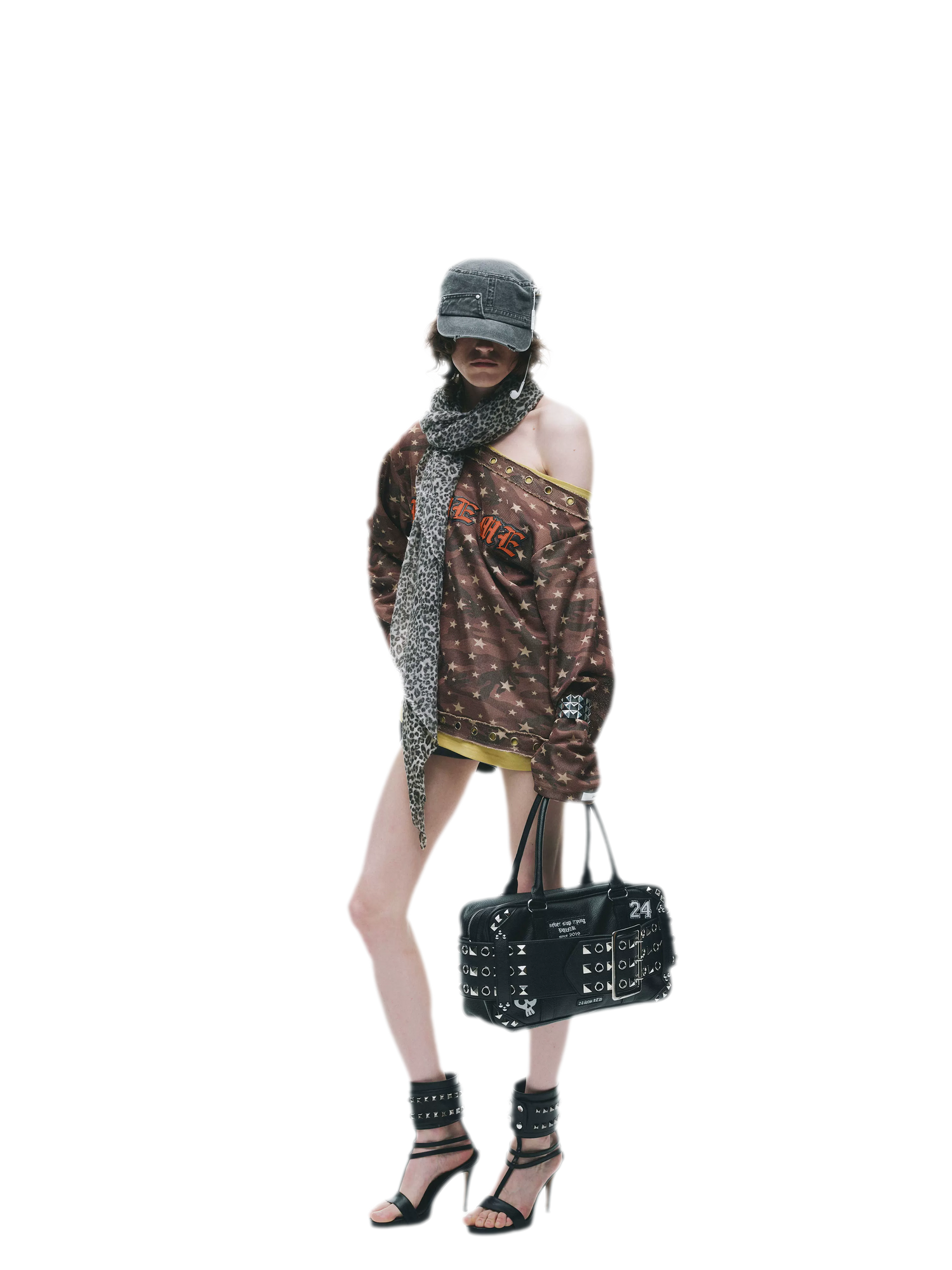 Distressed Embroidered Camouflage T-Shirt