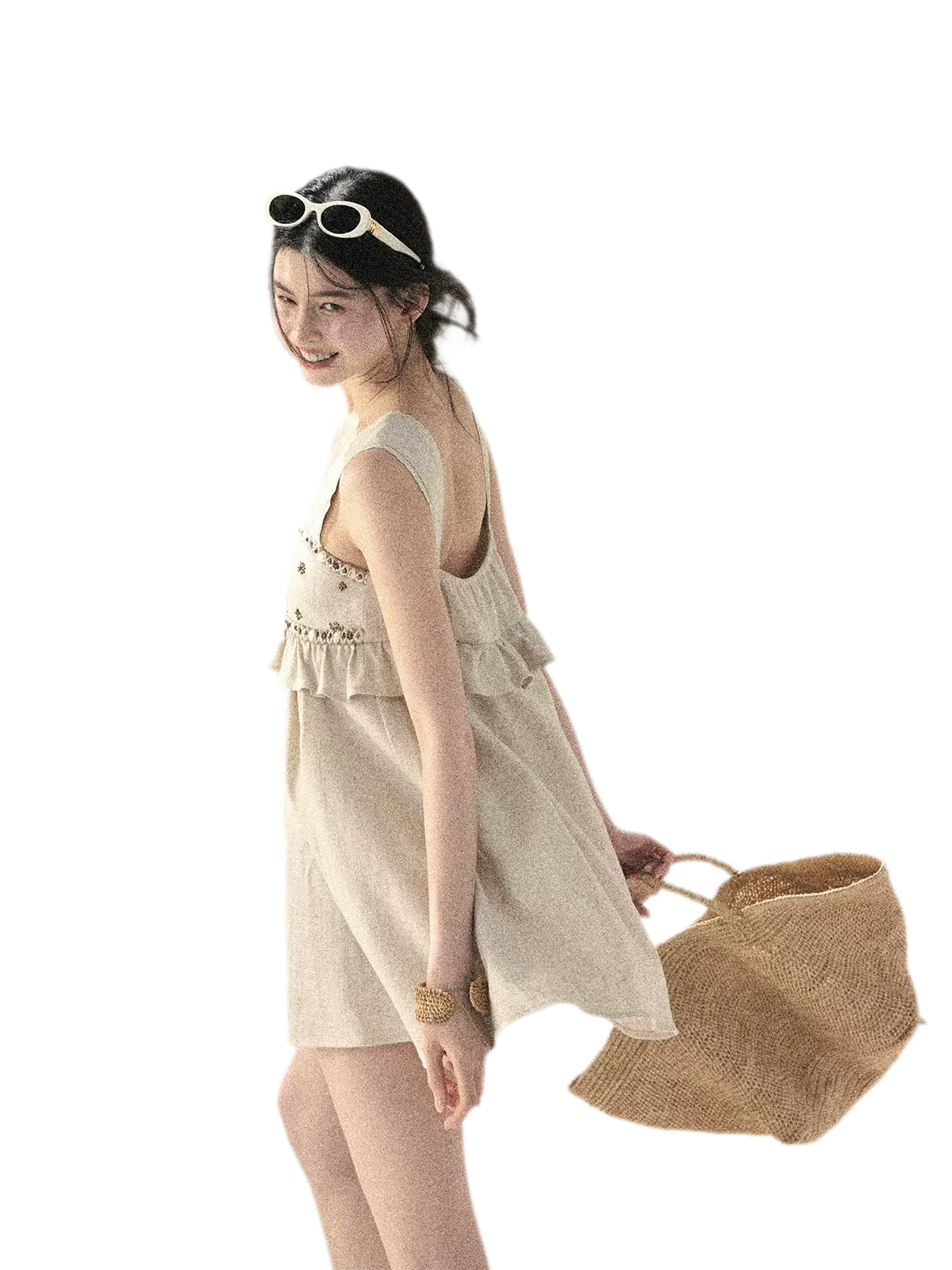 Sunlit Wheat Field Lace Strap Dress