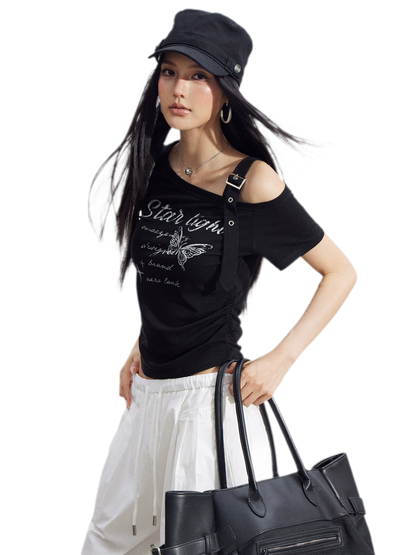 One-Shoulder Butterfly Tee