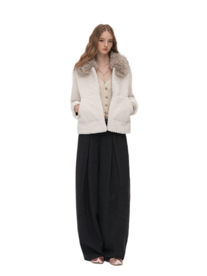 Plush Contrast Collar Jacket