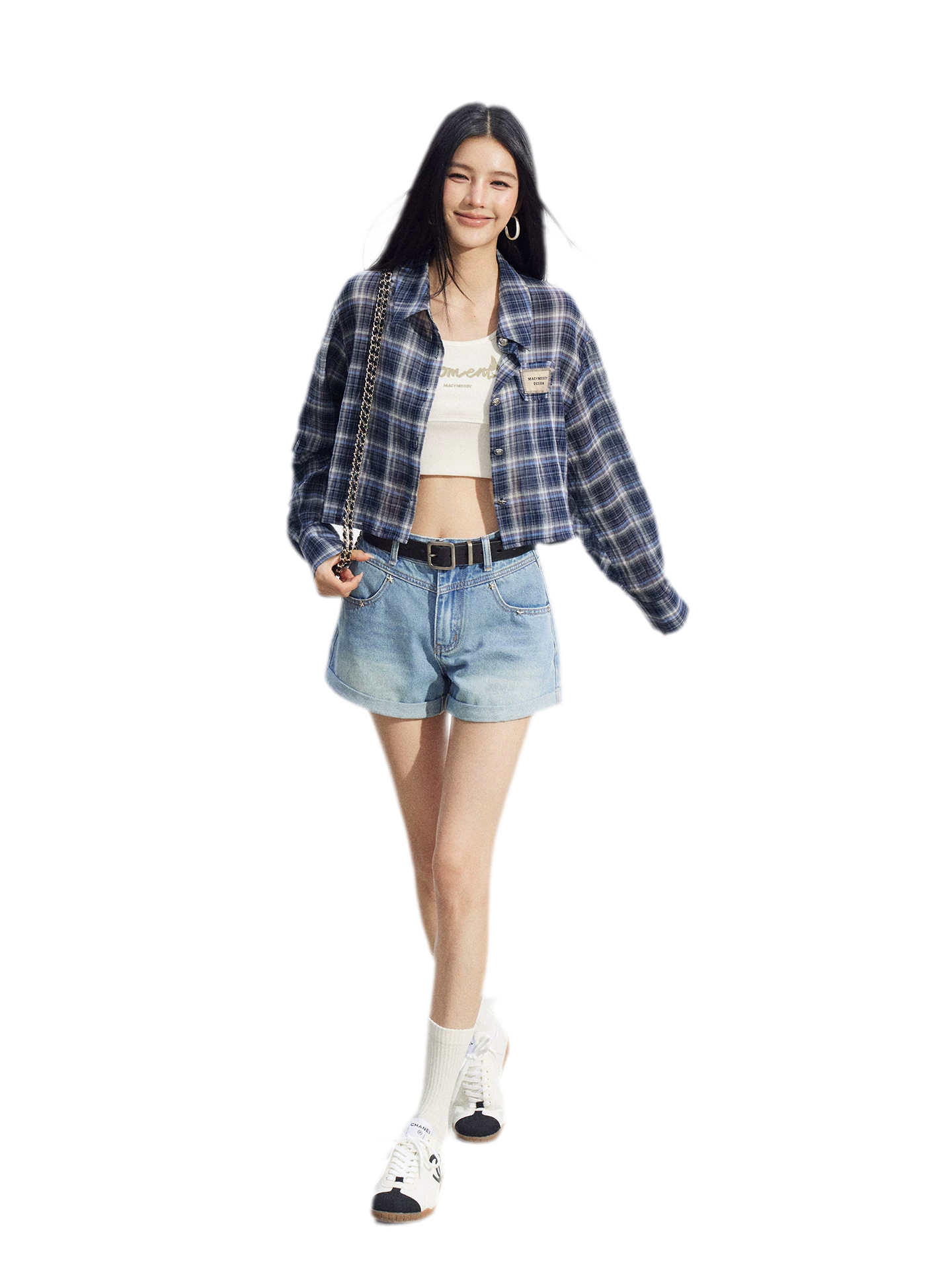Embroidered Denim Shorts