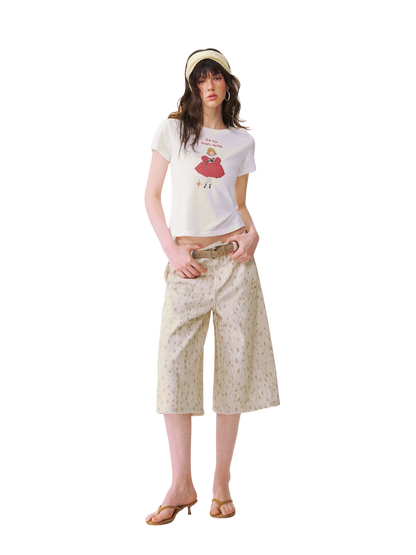 Spotted Deer Denim Mid-Length Shorts