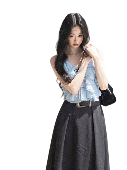 Pleated V-Neck Set