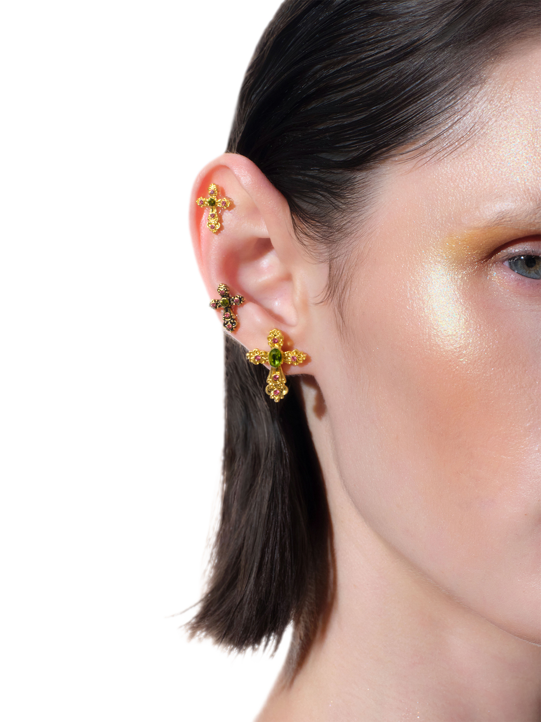 Baroque Cross Rhinestone Stud Earrings