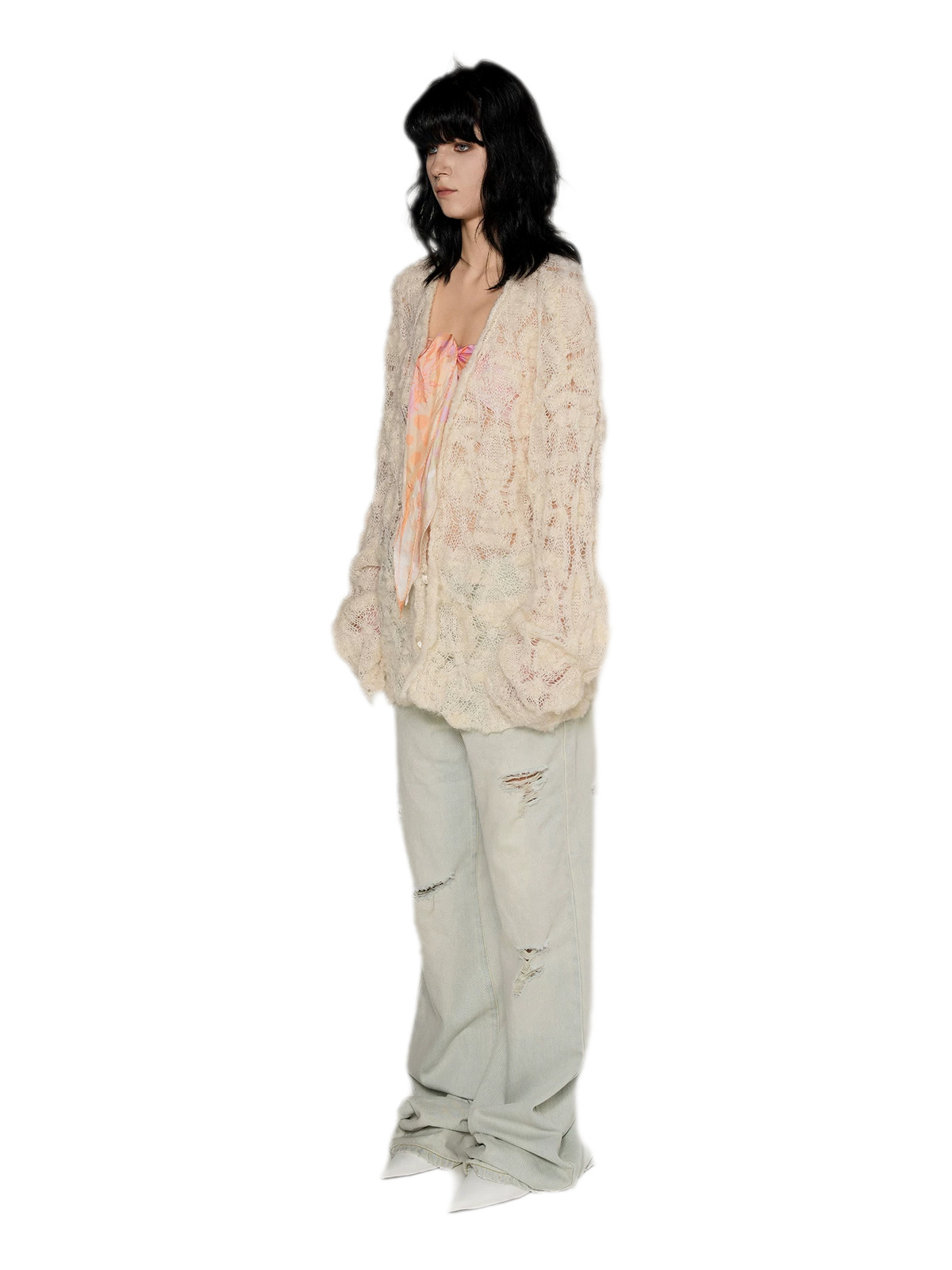 Mohair Alpaca Textured Cardigan