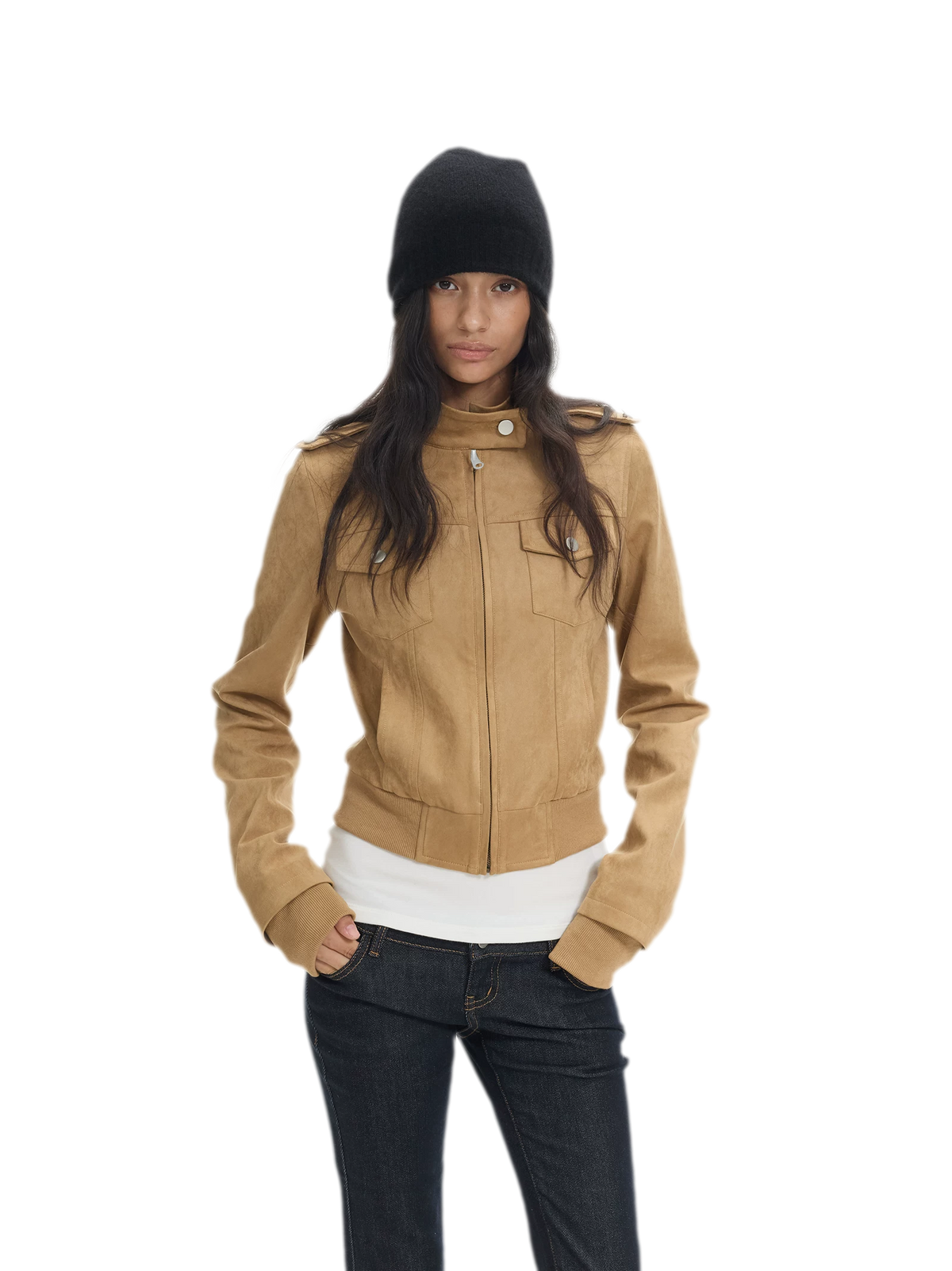 Faux Leather Cropped Utility Jacket