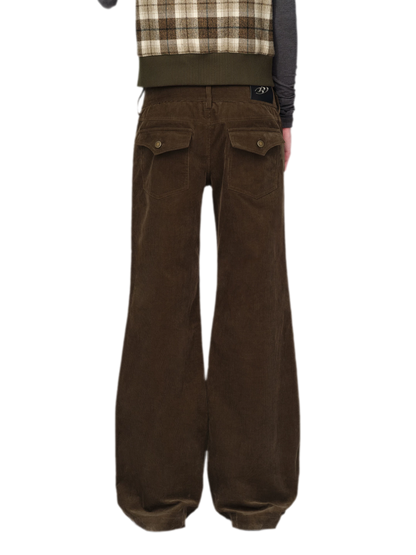 Washed Corduroy Wide-Leg Trousers