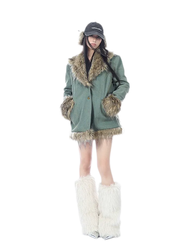 Distressed Faux Fur Cap