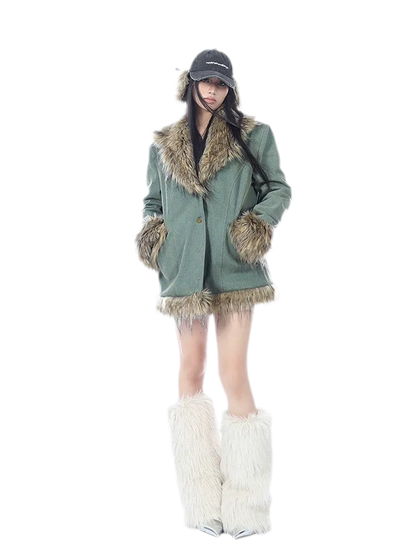 Distressed Faux Fur Cap