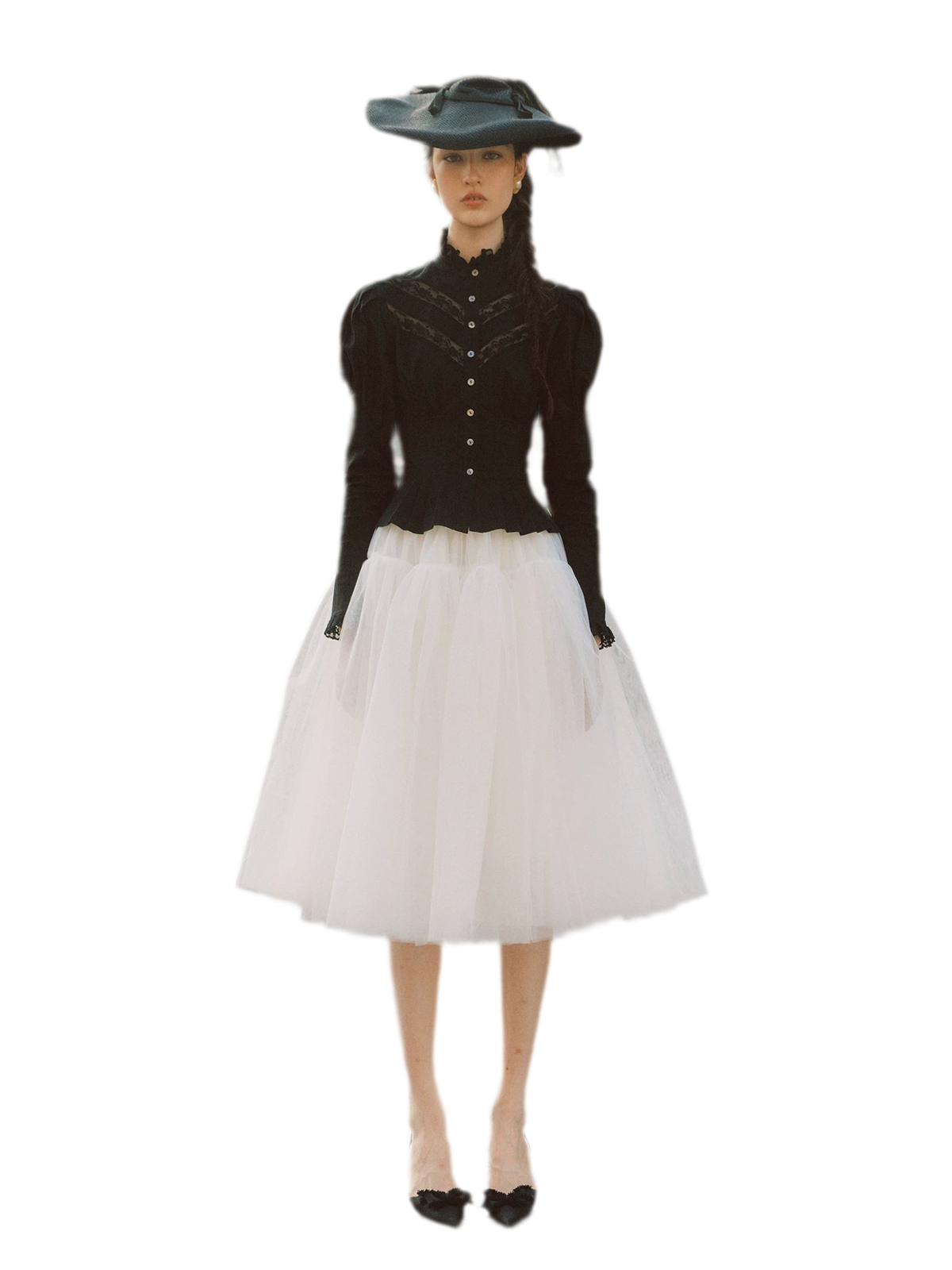 Lace Trim Victorian Midi Dress