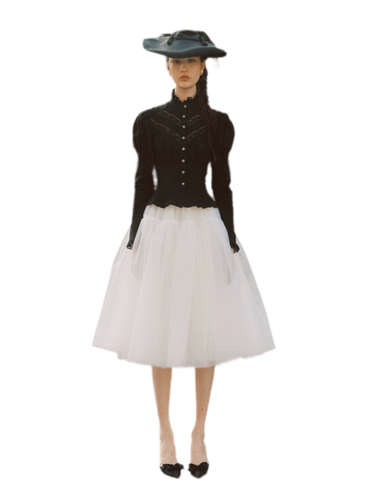Lace Trim Victorian Midi Dress