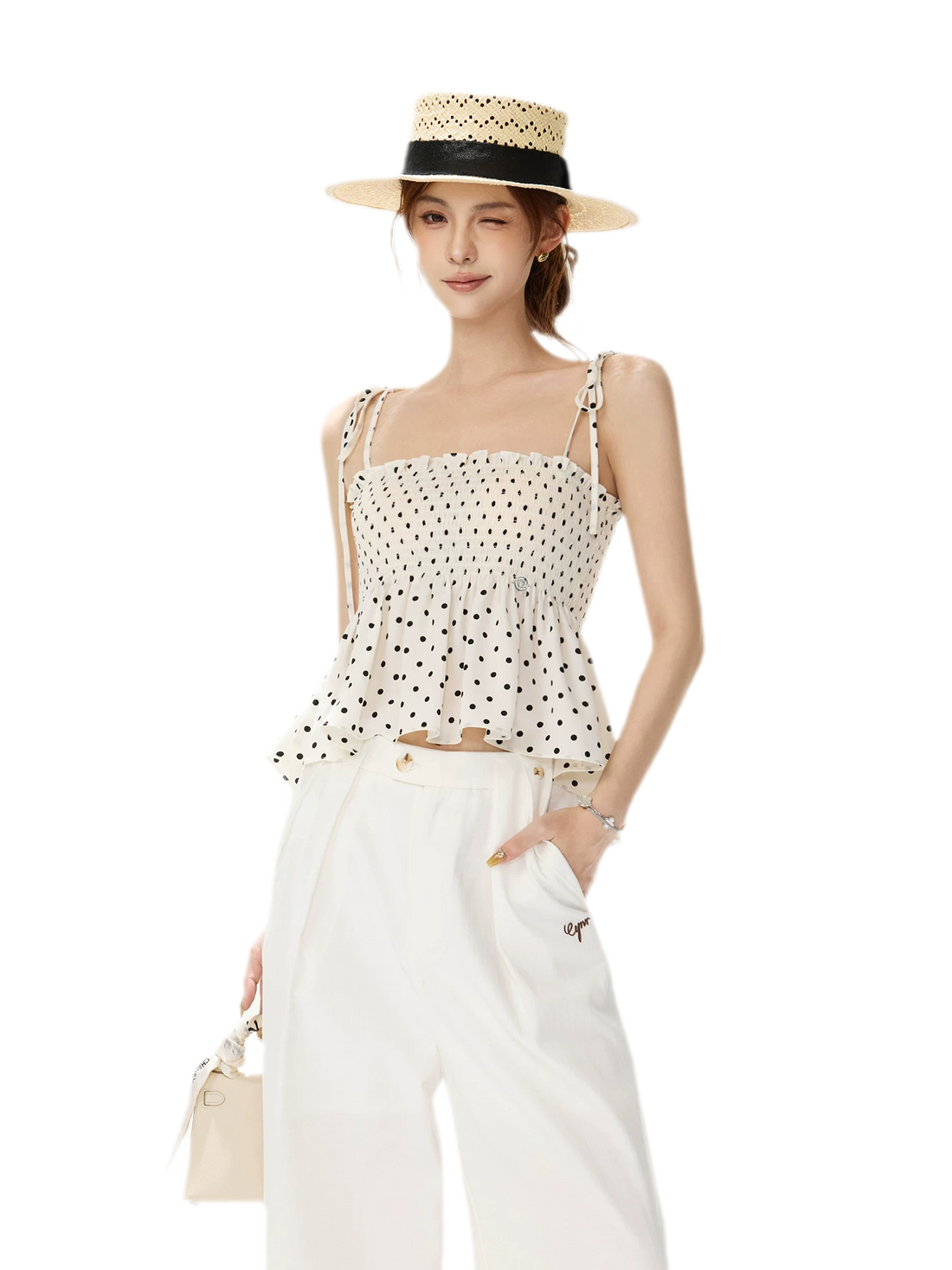Polka Dot Peplum Top