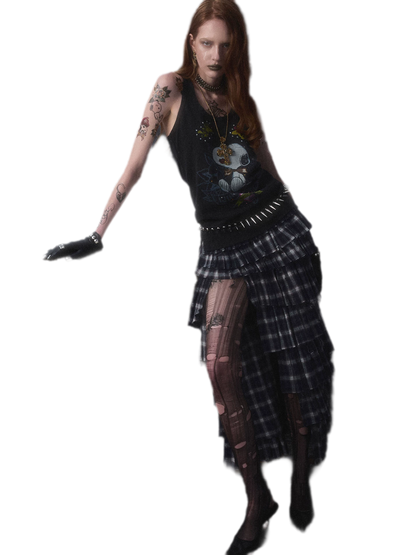 Deconstructed Plaid Cake Skirt