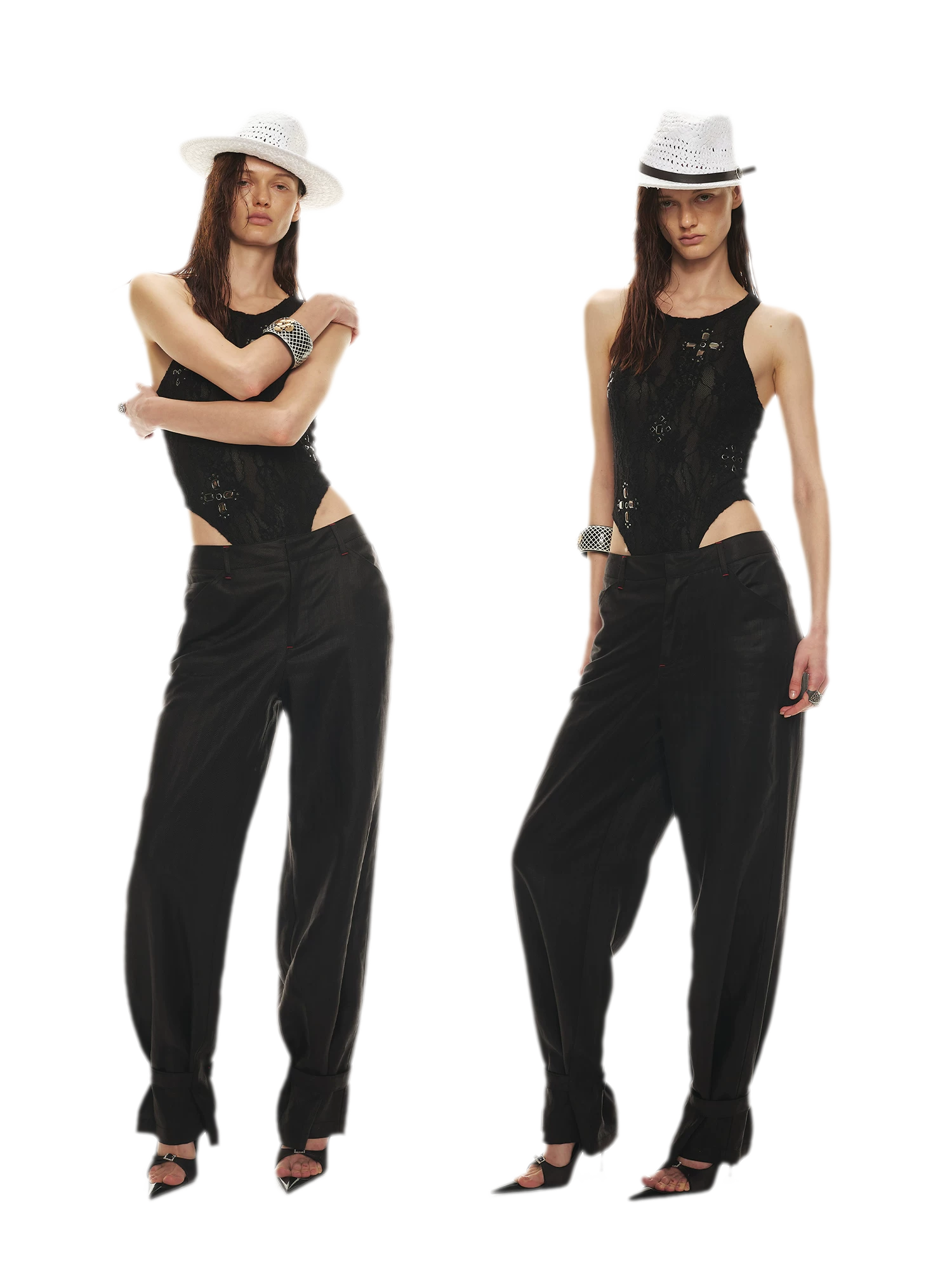 Tencel Linen Vintage Contrast Stitch Casual Pants