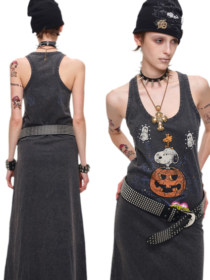 Washed Print Tank Dress