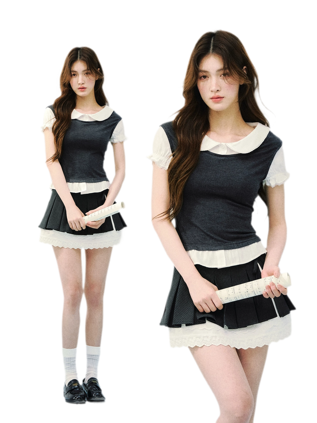 High-Intellect Tencel Wool Faux Two-Piece T-Shirt