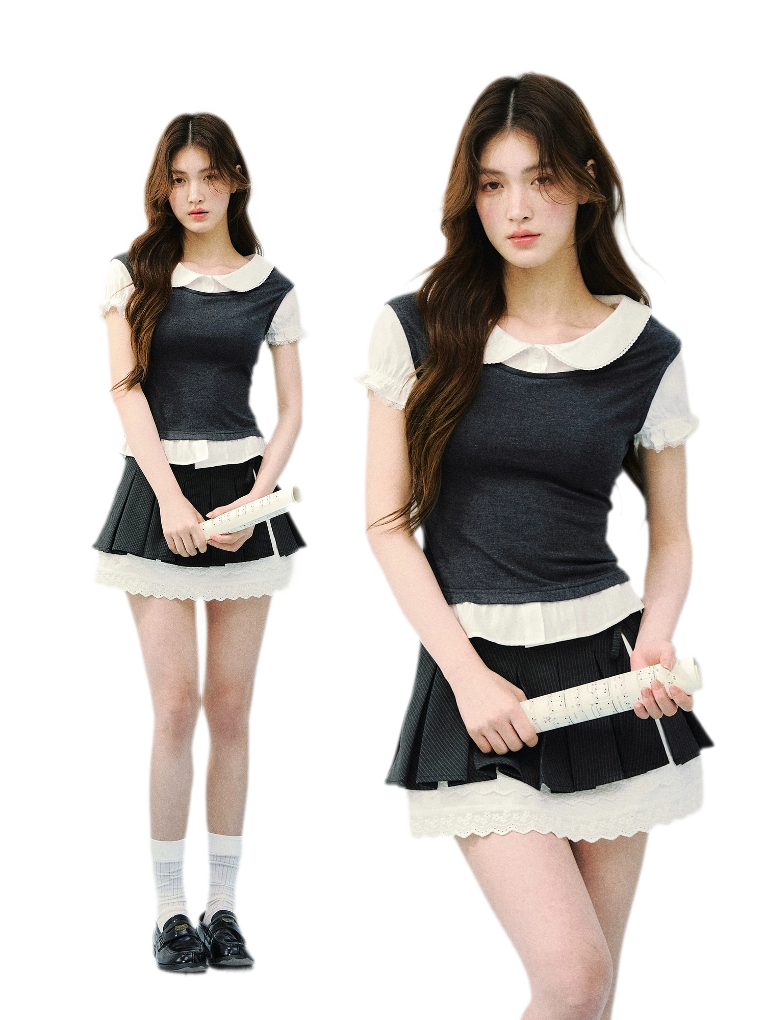 High-Intellect Tencel Wool Faux Two-Piece T-Shirt