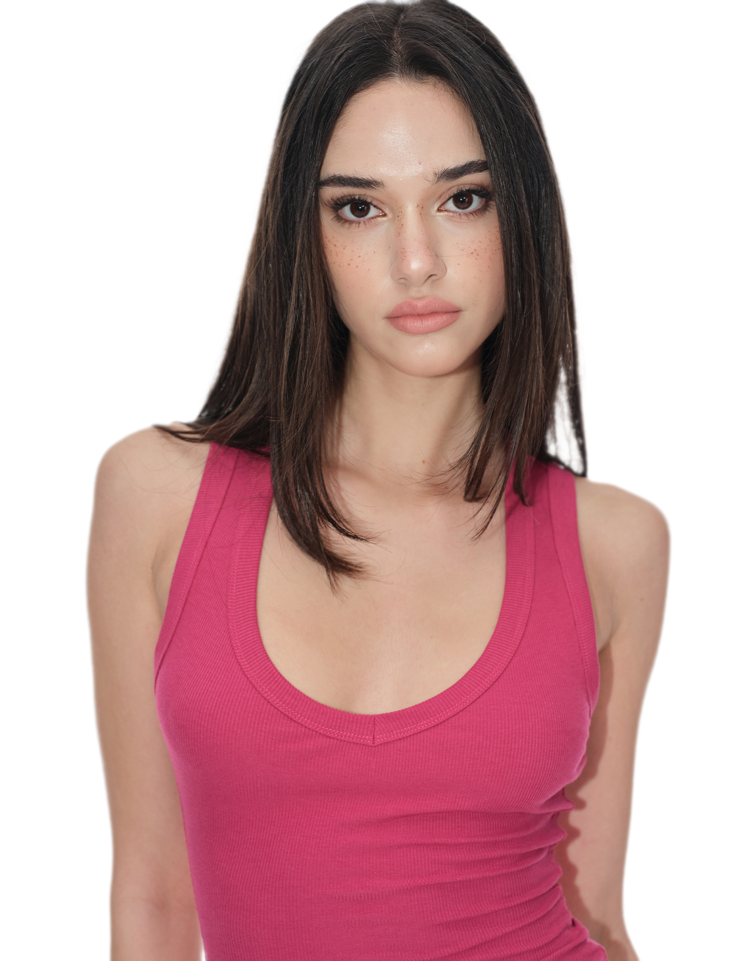 Ribbed Slim V-Neck Tank