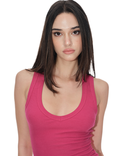 Ribbed Slim V-Neck Tank