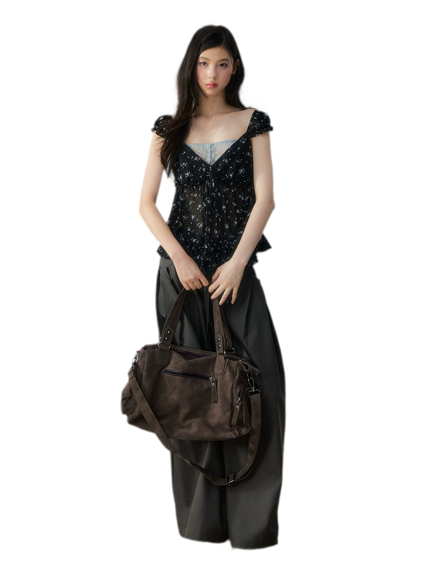 Korean Style Lace Spliced Doll Blouse