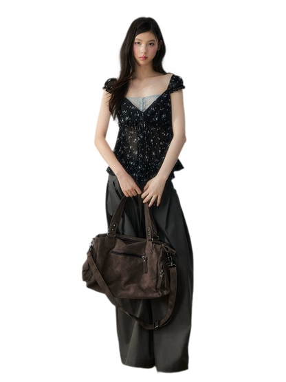 Korean Style Lace Spliced Doll Blouse