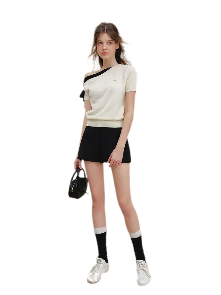 Wool Blend Bow Knit Tee