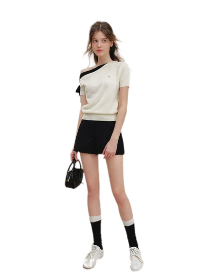 Wool Blend Bow Knit Tee