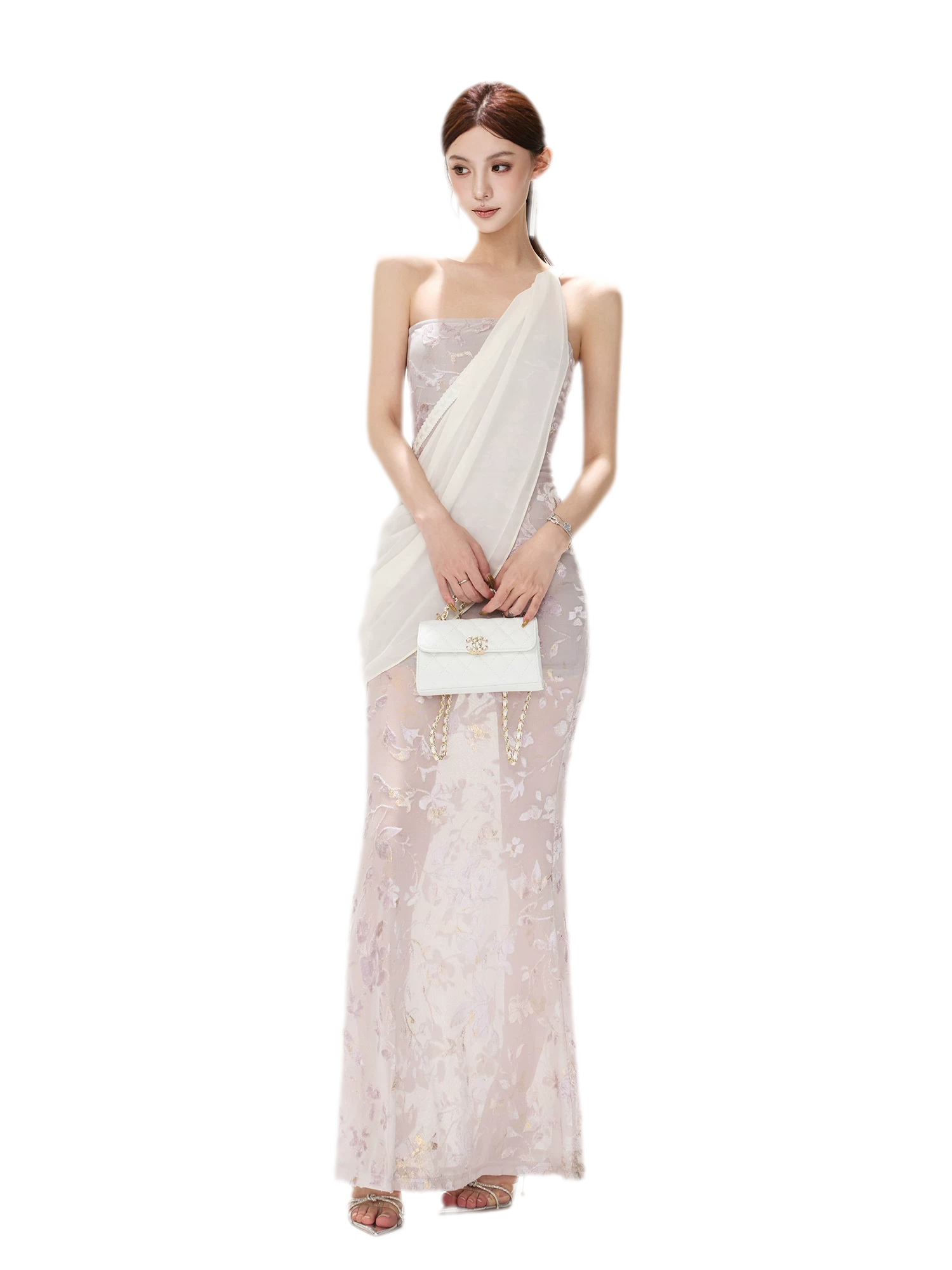 Flocked Floral Mermaid Dress