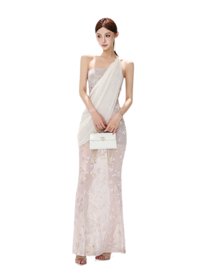 Flocked Floral Mermaid Dress