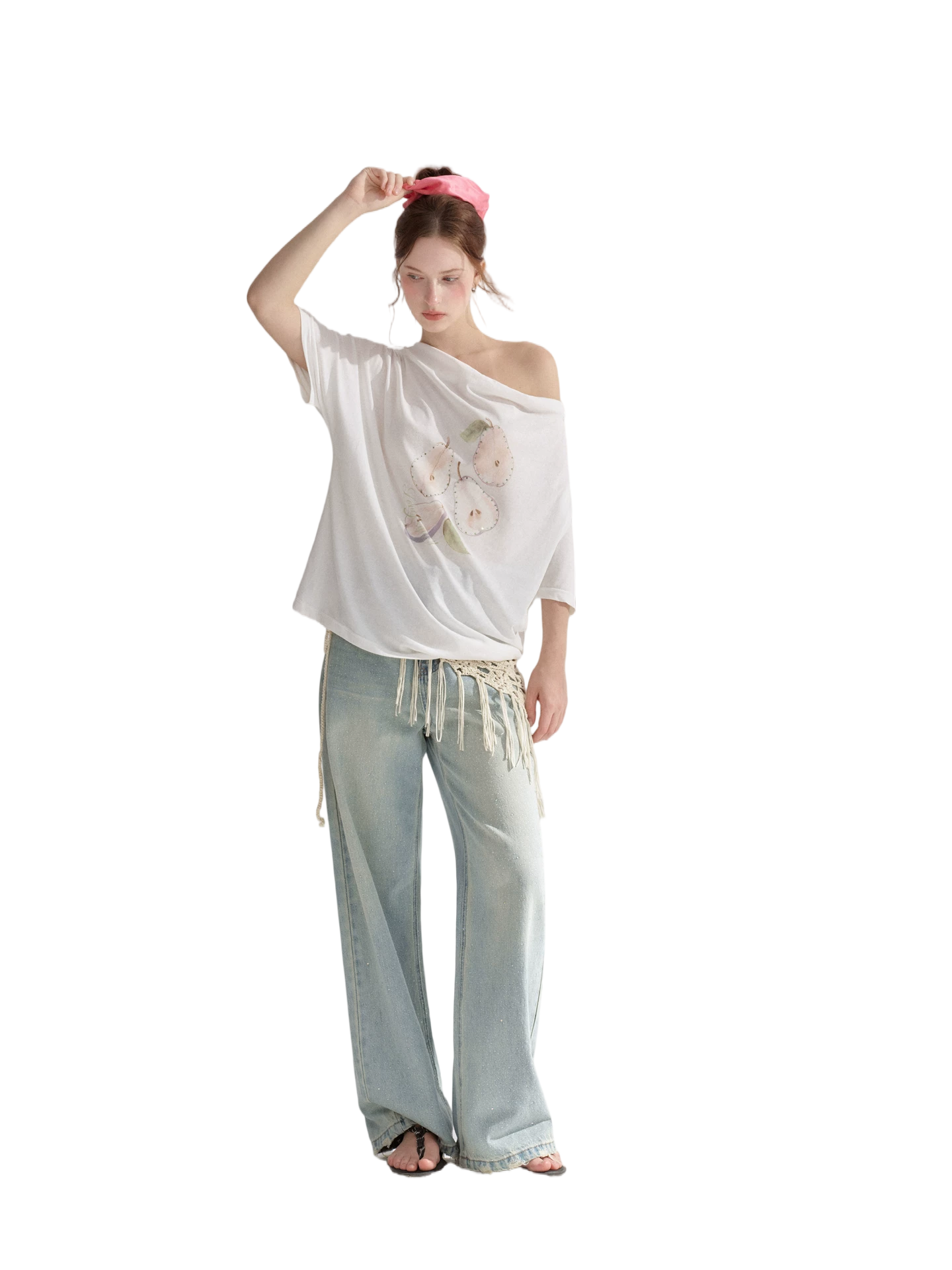 Starry Crystal Wide-Leg High-Waist Jeans