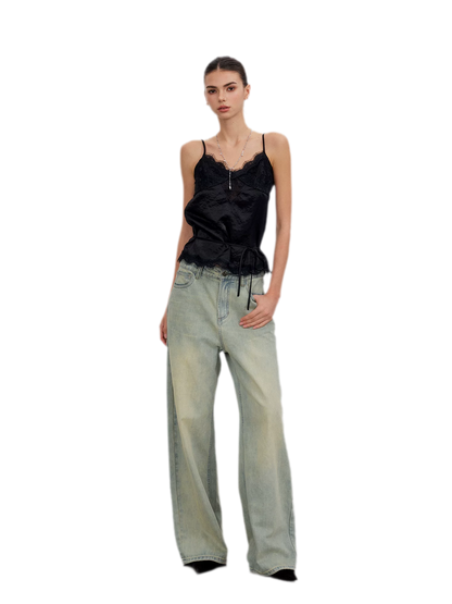 Lace Tie Waist Satin Camisole