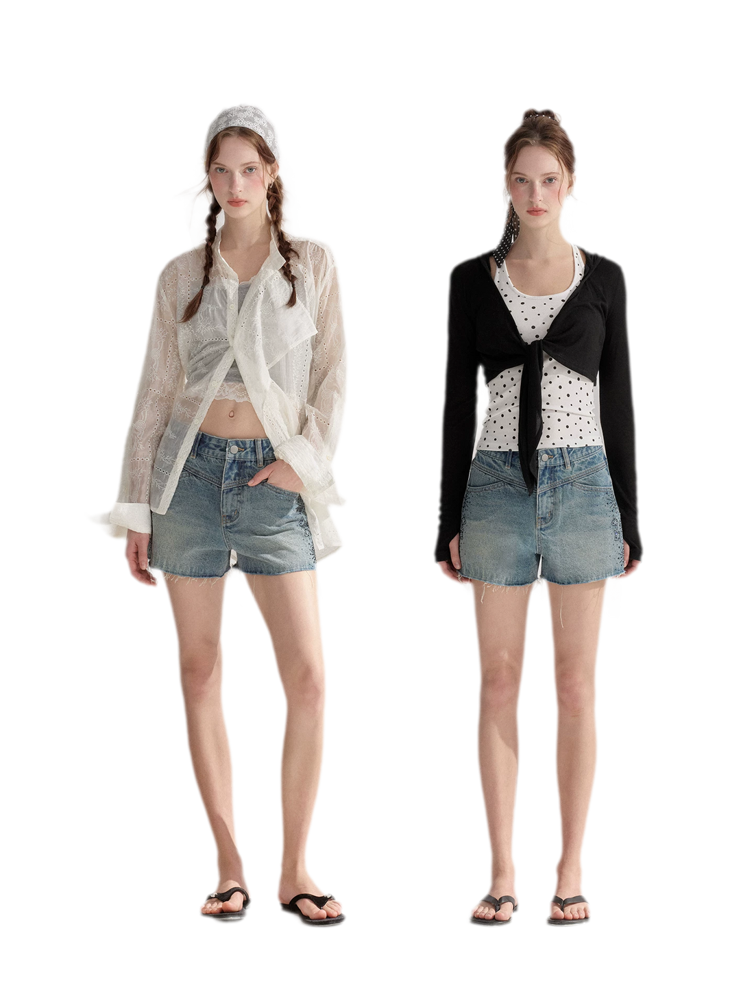 Vintage Washed Blue Rhinestone Denim Shorts