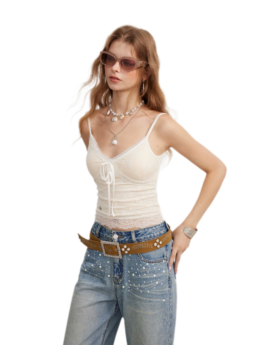 Lace Bow Jacquard Cami