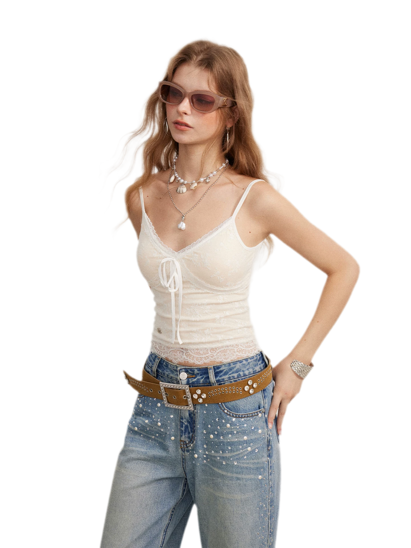 Lace Bow Jacquard Cami