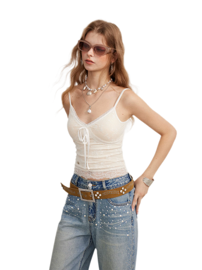 Lace Bow Jacquard Cami