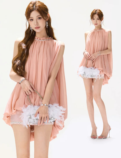 Beaded Halter Peplum Top