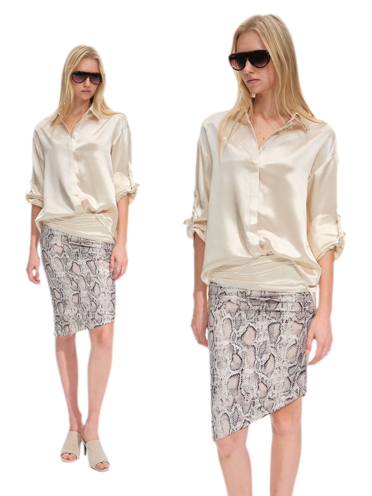 Vintage kokerrok met slangenprint