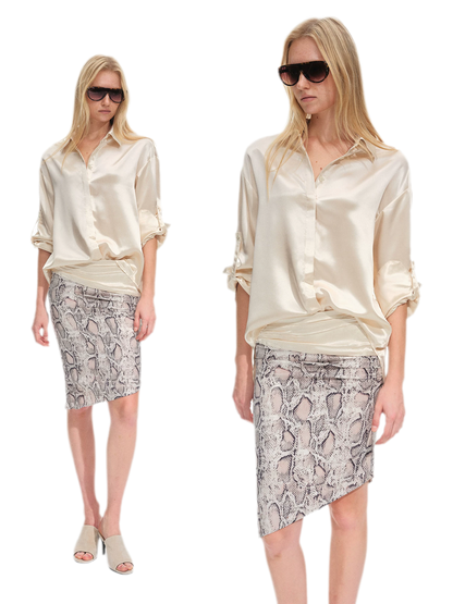 Vintage kokerrok met slangenprint